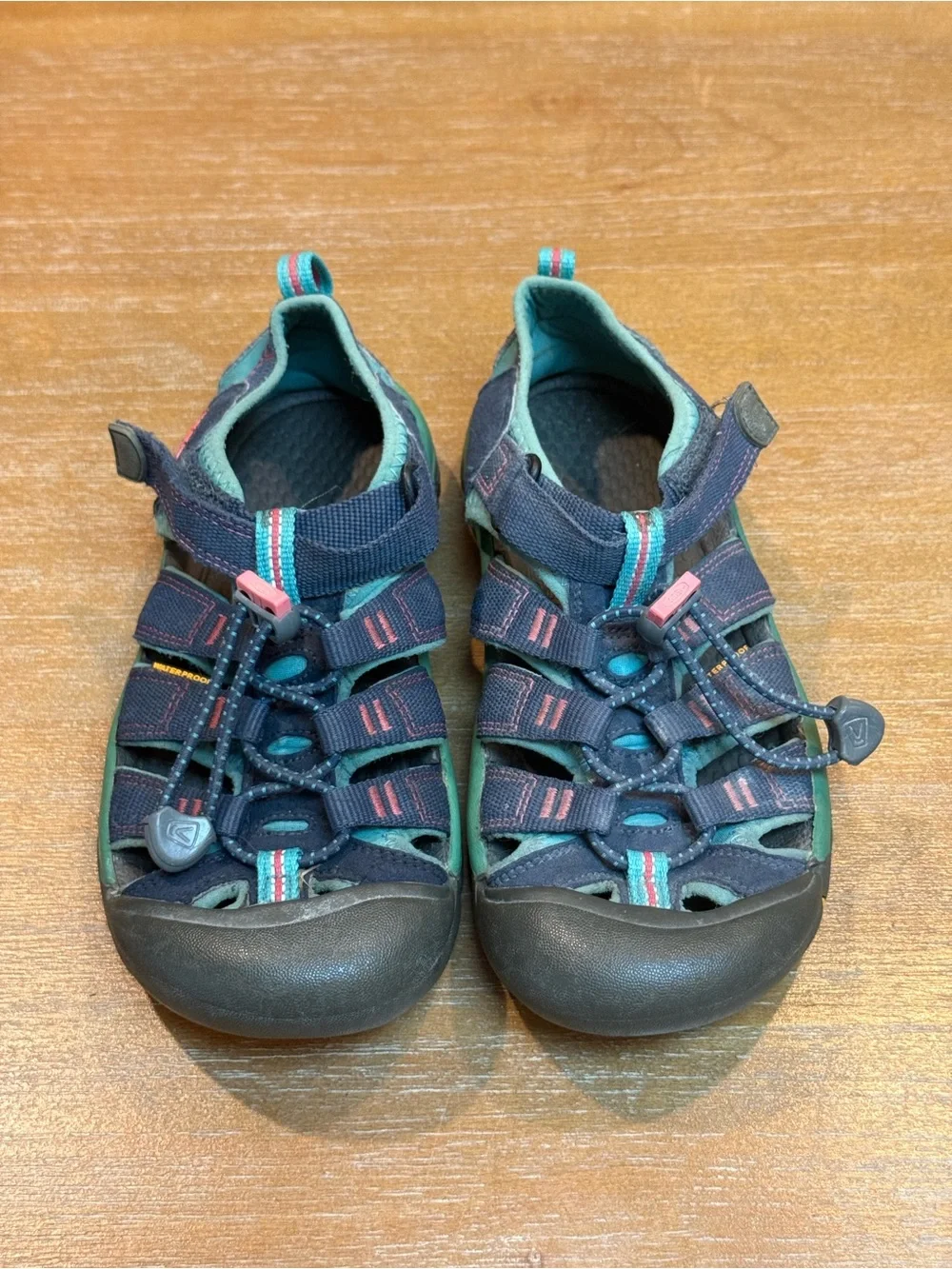 Keen Kids Newport H2 Sandals Midnight Navy/Baltic Teal Waterproof Hiking Sz 2